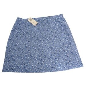 Abercrombie & Fitch Linen Viscose Ditsy Floral Mini Skirt Sz Medium Blue Cottage